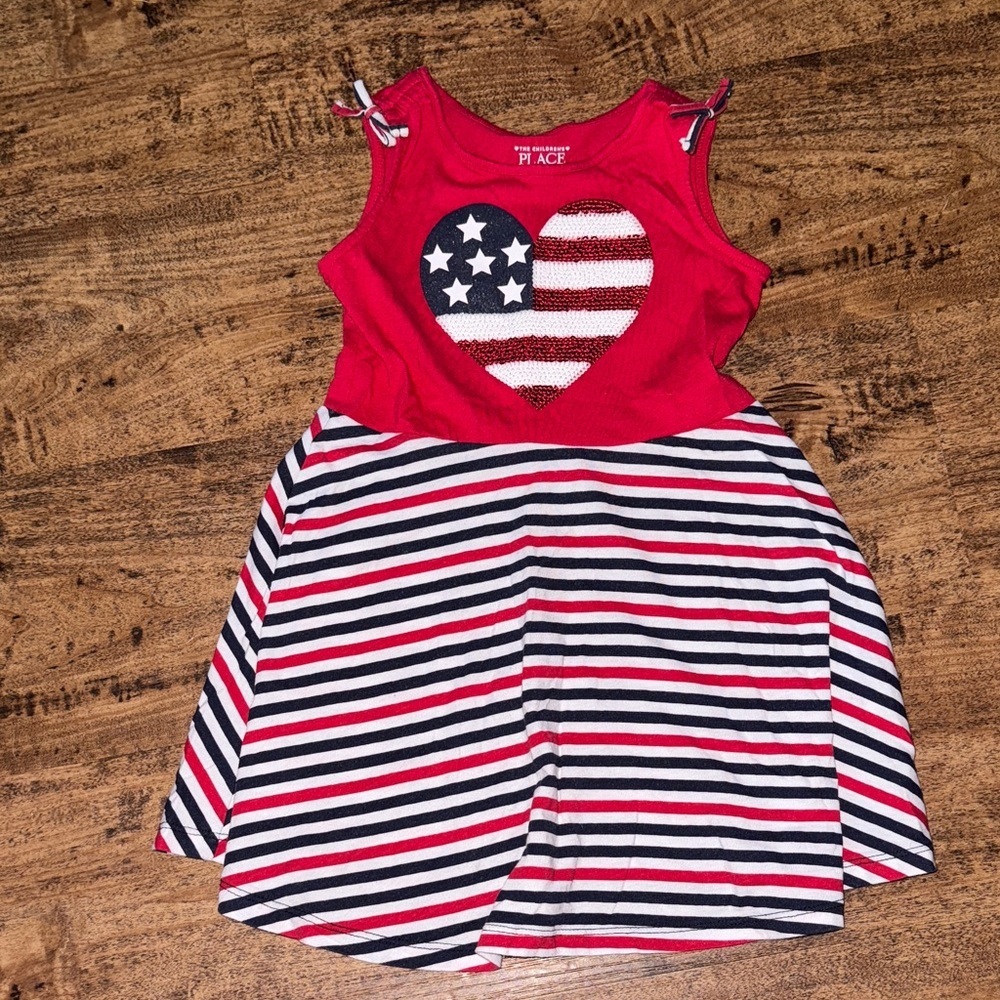 Red and Blue Striped Heart Tank Top dress 4t